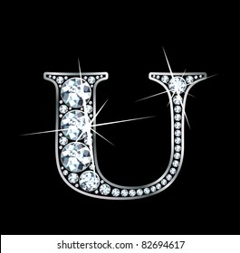 A stunningly beautiful "U" set in diamonds and silver. Vector.