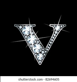 A stunningly beautiful "V" set in diamonds and silver. Vector.