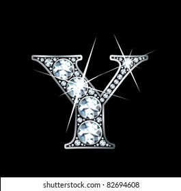 A stunningly beautiful "Y" set in diamonds and silver. Vector.