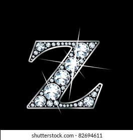 A stunningly beautiful "Z" set in diamonds and silver. Vector