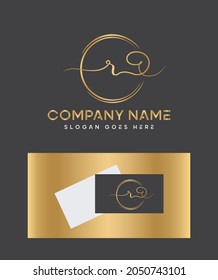A stunningly elegant and modern unique feel handwritten letter type R logo and business card template