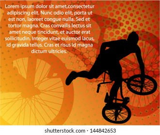 stunt bicyclist on the abstract background