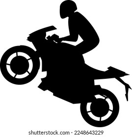 Stunt bike wheeling sign. Vehicle signs and symbols.