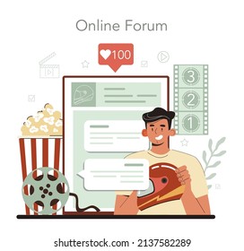 Stuntman Online Service Or Platform. Actor Performing Stunt On Motorcycle Or Car. Movie Production, Hollywood Industry. Online Forum. Flat Vector Illustration