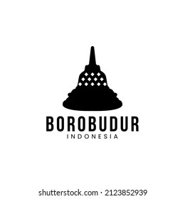 Diseño del logotipo de la silueta del patrimonio indonesio del templo de Borobudur Stone