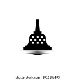 'Stupa Borobudur Tempel'. Top of Borobudur Temple. Budha Temple in Central Java, INDONESIA. World Heritage UNESCO. Vector Ilustration 