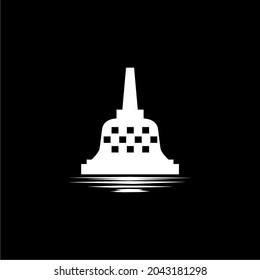 'Stupa Borobudur Temple'. Top of Borobudur Temple. Buddha Temple in Central Java, INDONESIA. World Heritage UNESCO. Vector Illustration 