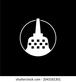 'Stupa Borobudur Temple'. Top of Borobudur Temple. Buddha Temple in Central Java, INDONESIA. World Heritage UNESCO. Vector Illustration 