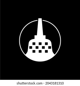 'Stupa Borobudur Temple'. Top of Borobudur Temple. Buddha Temple in Central Java, INDONESIA. World Heritage UNESCO. Vector Illustration 