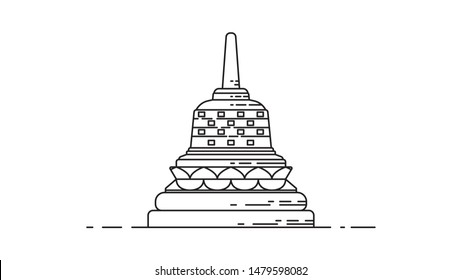 Stupa Buddha flat design vector illustration