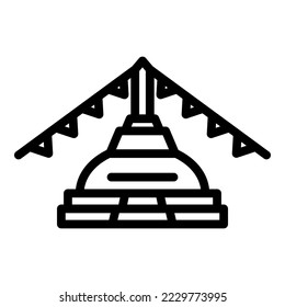 Stupa building icon outline vector. Nepal skyline. Temple culture
