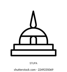 stupa icon. Line Art Style Design Isolated On White Background