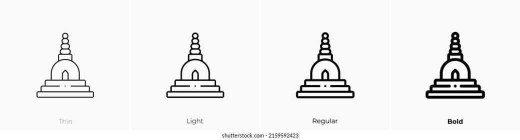 stupa icon. Linear style sign isolated on white background. Vector illustration.