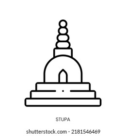 icono de stupa. Signo de estilo lineal aislado en fondo blanco. Ilustración del vector