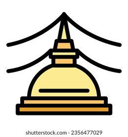Vector de contorno de icono Stupa. Cultura emblemática. Color de los viajes de Asia