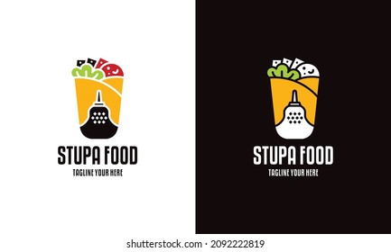 Stupa restaurant and kebab logo design vector template