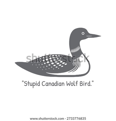 Stupid Canadian Wolf Bird Funny Cartoon Illustration