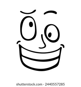 Stupid facial expression. Hand drawn. Line design vector. Eps 10.