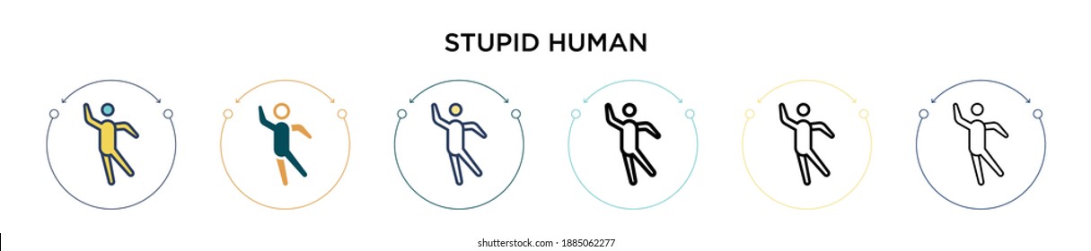 Stupid Human Icon In Filled, Thin Line, Outline And Stroke Style. Vector Illustration Of Two Colored And Black Stupid Human Vector Icons Designs Can Be Used For Mobile, Ui, Web