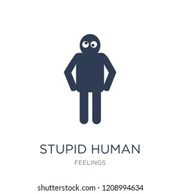 Stupid Human Icon. Trendy Flat Vector Stupid Human Icon On White Background From Feelings Collection, Vector Illustration Can Be Use For Web And Mobile, Eps10