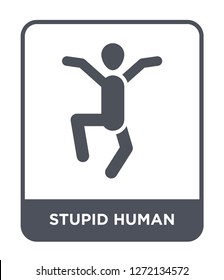 Stupid Human Icon Vector On White Background, Stupid Human Trendy Filled Icons From Feelings Collection, Stupid Human Simple Element Illustration