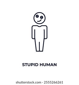 stupid human outline icon. Linear vector from feelings concept. Thin line stupid human icon isolated on white background