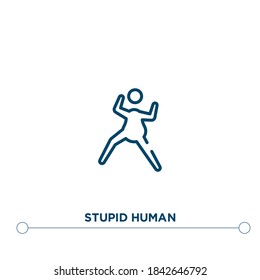 Stupid Human Outline Vector Icon. Simple Element Illustration. Stupid Human Outline Icon From Editable Feelings Concept. Can Be Used For Web And Mobile
