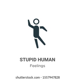 Stupid Human Vector Icon On White Background. Flat Vector Stupid Human Icon Symbol Sign From Modern Feelings Collection For Mobile Concept And Web Apps Design.