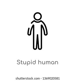 Stupid Human Vector Line Icon. Simple Element Illustration. Stupid Human Outline Icon From Feelings Concept. Can Be Used For Web And Mobile