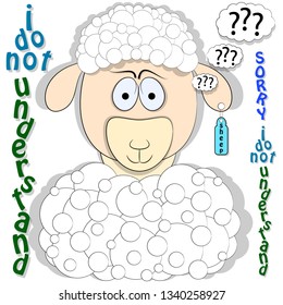 Stupid sheep. Cartoon vector illustration. Sticker. t-shirt print design. t-shirtart. t-shirtdesign.