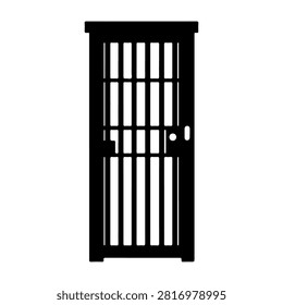 A sturdy black metal security door featuring vertical bars and a secure lock mechanism, designed for safety and protection.