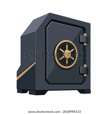A sturdy metal safe featuring a golden dial and handles, symbolizing security and protection.