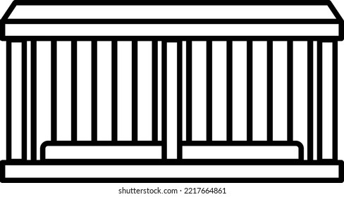Sturdy Spacious wooden hen cage for Varied Animals Concept, hen livery vector outline icon design, Poultry farming symbol, Meat Eggs Production Sign, Protein and farmyard equipment stock illustration