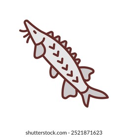 Iconos rellenos de esturión, Ilustración vectorial