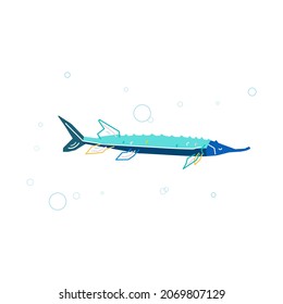 sturgeon fish animal cartoon vector illustration