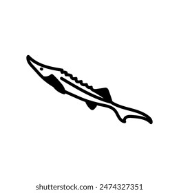 Sturgeon Fish Glyph Icon, Vector illustration