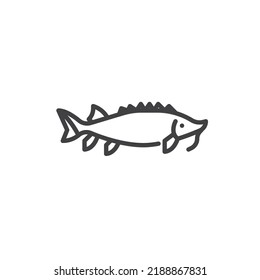 Sturgeon fish line icon. linear style sign for mobile concept and web design. Fish outline vector icon. Symbol, logo illustration. Vector graphics