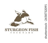 Sturgeon Fish logo design vector. Silhouette Sturgeon Fish Template Illustration.