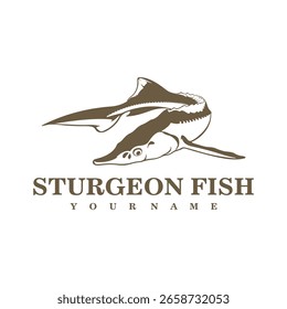 Sturgeon Fish Vector de diseño de logotipo. Ilustración de Plantilla de peces Sturgeon.