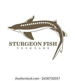 Sturgeon Fish Vector de diseño de logotipo. Ilustración de Plantilla de peces Sturgeon.