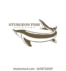 Sturgeon Fish Vector de diseño de logotipo. Ilustración de Plantilla de peces Sturgeon.