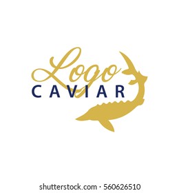 sturgeon fish logo template vector illustration for caviar business or fish and sea food restaurant