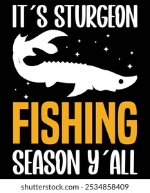 Sturgeon Fishing T-shirt Design Vector Illustration