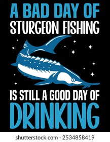 Sturgeon Fishing T-shirt Design Vector Illustration