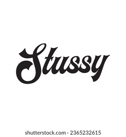 Stussy text on white background.