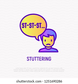 Stuttering Thin Line Icon. Modern Vector Illustration.