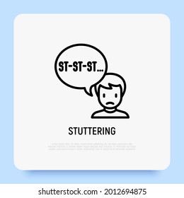 Stuttering thin line icon. Speech disorder. Word repetition. Vector illustration.
