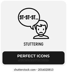 Stuttering thin line icon. Speech disorder. Word repetition. Vector illustration.