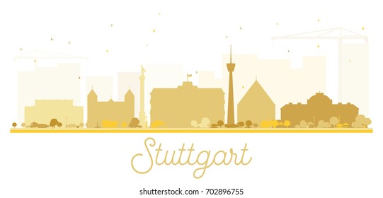 Stuttgart City skyline golden silhouette. Vector illustration. Simple flat concept for tourism presentation, banner, placard or web site. Cityscape with landmarks.