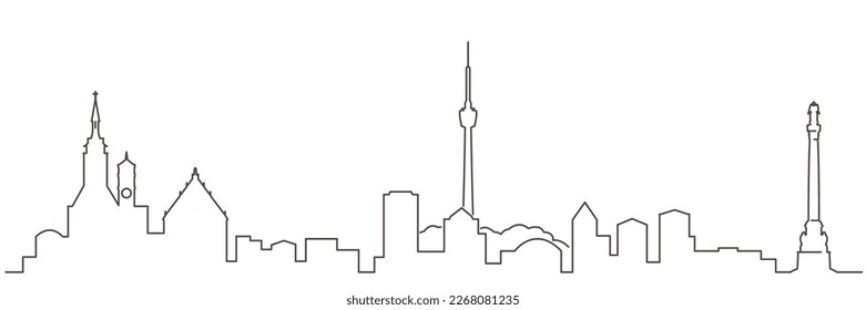 Stuttgart Dark Line Simple Minimalist Skyline With White Background